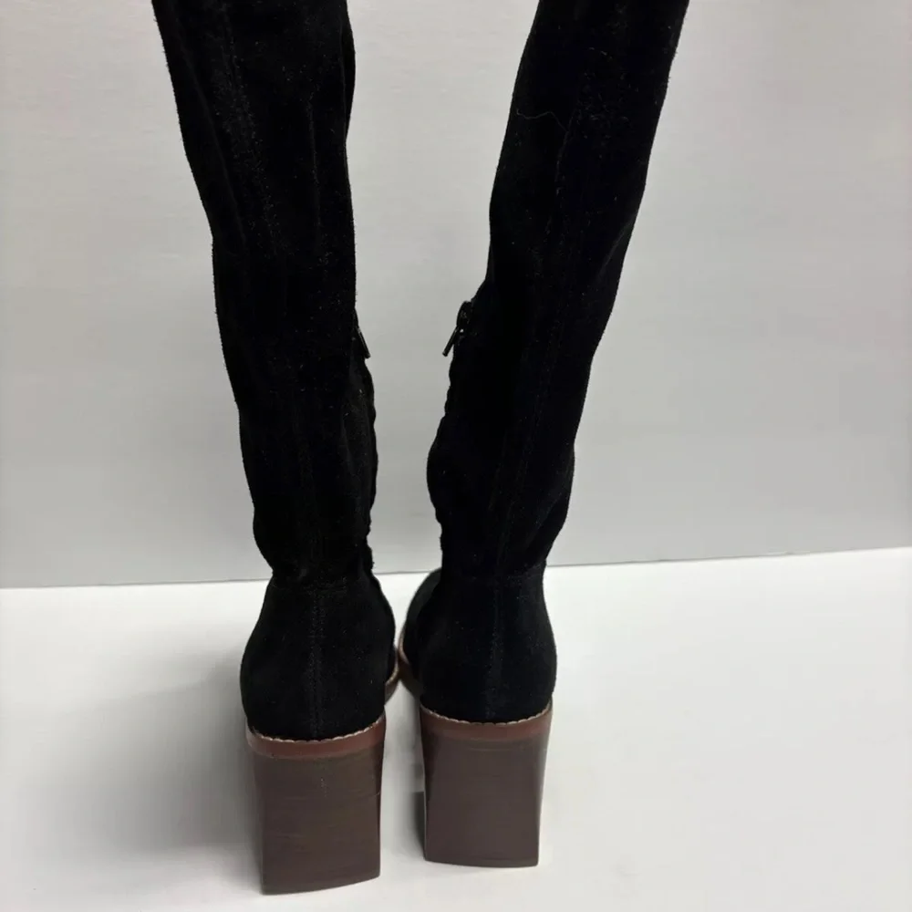 Crown Vintage Women’s Ravvi, Black Suede Tall Boots, Size 8 M